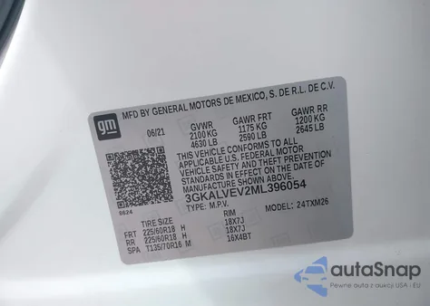 2021 GMC Terrain Awd Slt z USA, uszkodzony, nr VIN 3GKALVEV2ML396054